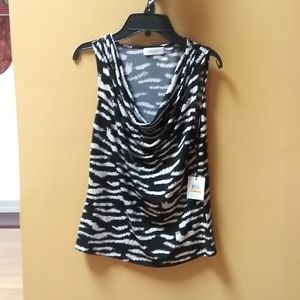 Calvin Klein Zebra Print Cowl Neck Blouse